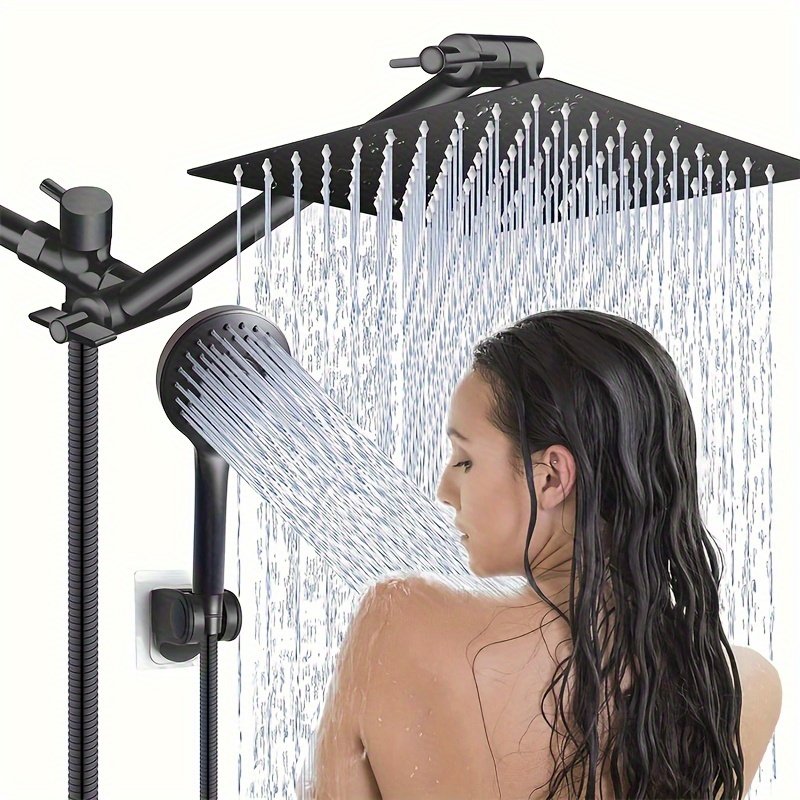 2e3a6f52-f563-4d4a-8576-37a341fce457.jpg 12 Inch All Metal 3-Way Rain Shower Head, High Pressure Shower Head, Dual Shower Heads with Handheld Spray Combo - Upgrade Extension Arm Height Adjustable, Hotel Toilet shower2025 - Image 1