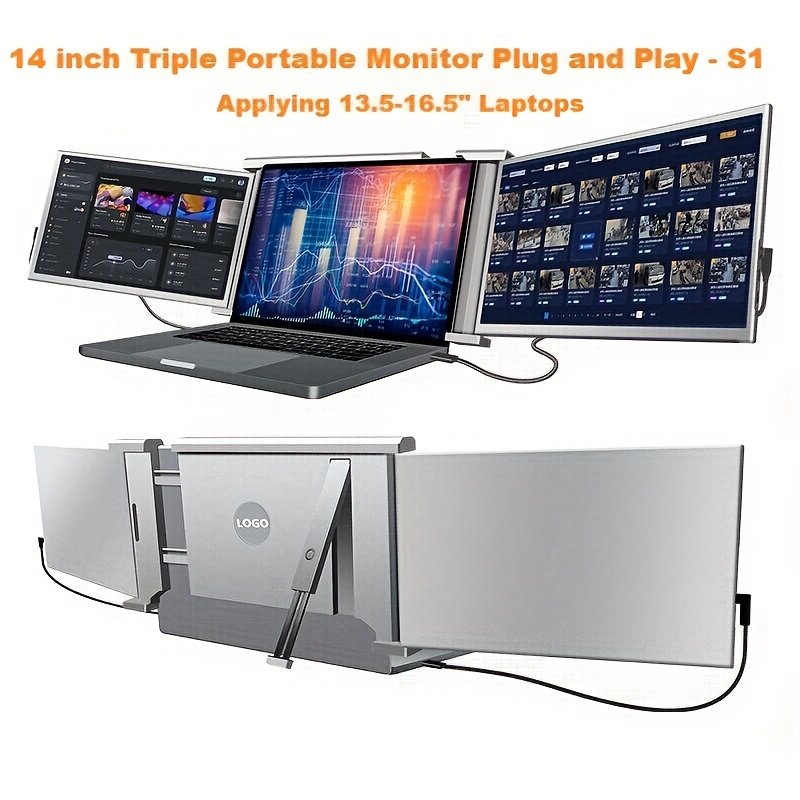2e7b9811-f8db-4f7e-8c0e-0677ef1fc1f6.jpg 14/15.6 Inch Surveillance Video Security Monitor Displays, Plug & Play Laptop Screen Extender, 1080P IPS FHD Multi Screen Computer, Dual Triple Portable Monitor Used for Windows/MacBook/PS5/Switch/PS4 - Image 1