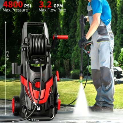 Electric High Pressure Washer, 4800PSI 3.2GPM Electric Washer, with 6 Quick Connection Nozzles, Inlet Pipes And Filters, And Foam Cannons