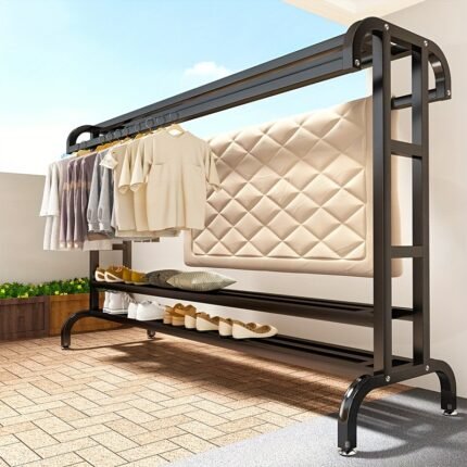 Heavy-Duty Black Freestanding Rolling Clothes Rack - Double Layer Double Rod Garment Organizer with Shoe Shelf and Hooks, Durable Plastic Space-Saving Design, Suitable for Bedroom, Closet, Small Spaces, Efficient Organization, Sturdy Structure, Multifunctional Long-Lasting Home Storage Rack, High Quality Wire F, Large Dry Van trailer Load Manufacture Protective Bag, Trailer Loads Cover etc., Small Storage Cabinet with Double Doors, Rolling Clothes Rack with Shoe Storage, Long Wardrobe