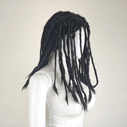 130% Density Acrylic Braided Wig - Coily Curly Synthetic Hair, Non-Washable & Coverless Design for Stage, Halloween, Mardi Gras, Football - Unisex Black Wig for All Ethnicities, Wig Accessories, Costume Accessory, Natural Look, Secure Fit, Event Costume