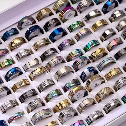 20pcs Set Of Fashionable Hollowed-out Engraved Stainless Steel Rings for Men And Women, Retro Finger Rings, Random Patterns, Multiple Styles, Suitable for Daily, Festival, Party Decoration And Gifting, Without Battery