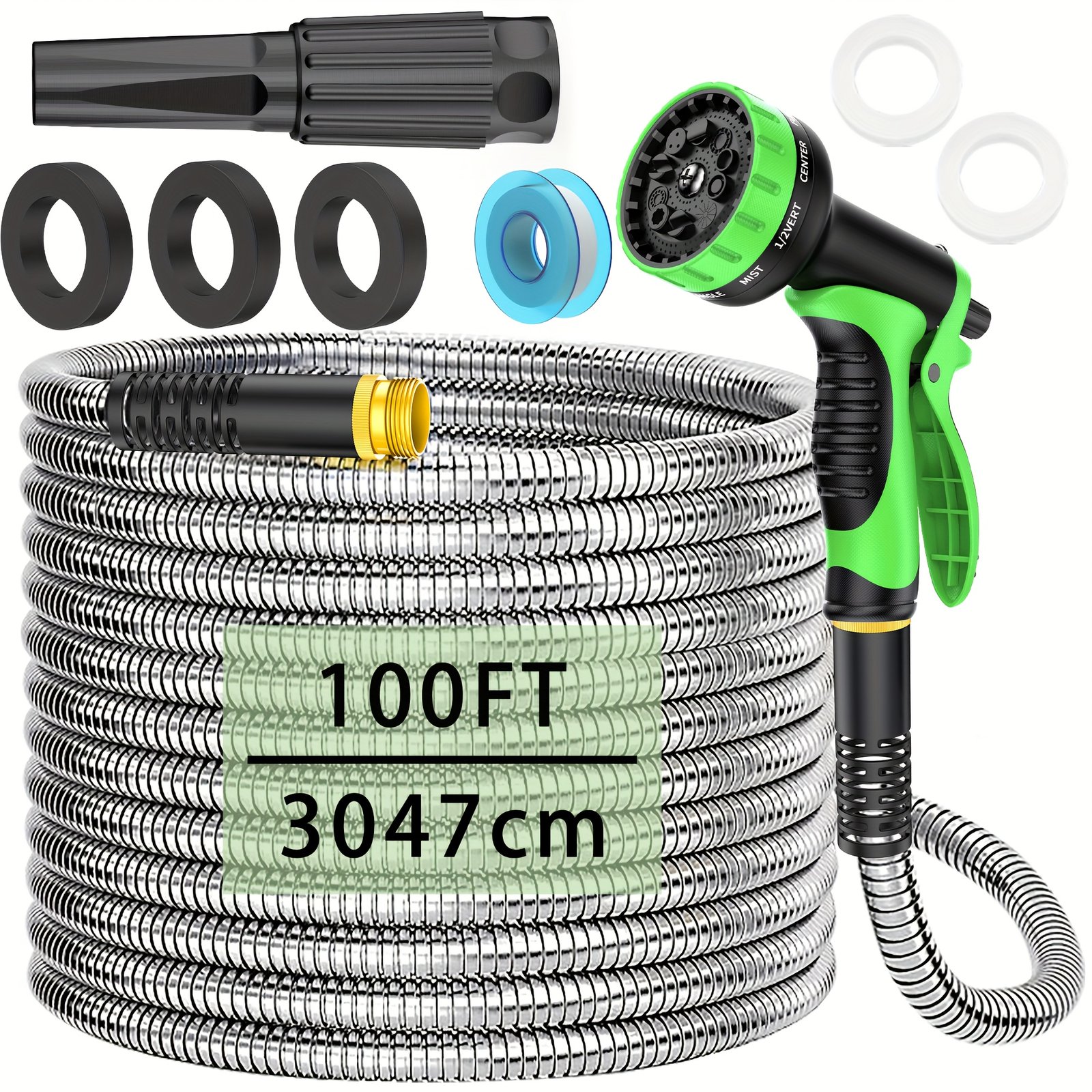 30cab8ae-baa9-4f6e-8dee-0959d67b2c2e.jpg 100FT/50FT/25FTRetractable And Flexible With Multi-function Nozzle, Suitable For Car Washing, Watering Plants And Lawn Care, Crush-proof, Puncture-proof And Freeze-proof - Image 1