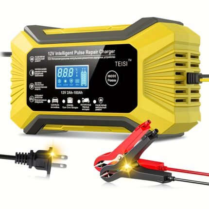12V 6A Smart Pulse Repair Charger with Digital Display - Multi-Mode Intelligent Pulse Charger for Car, Motorcycle, Lawnmower Batteries, 110V-130V US Plug, Durable Insulation Material (Battery Not Included)