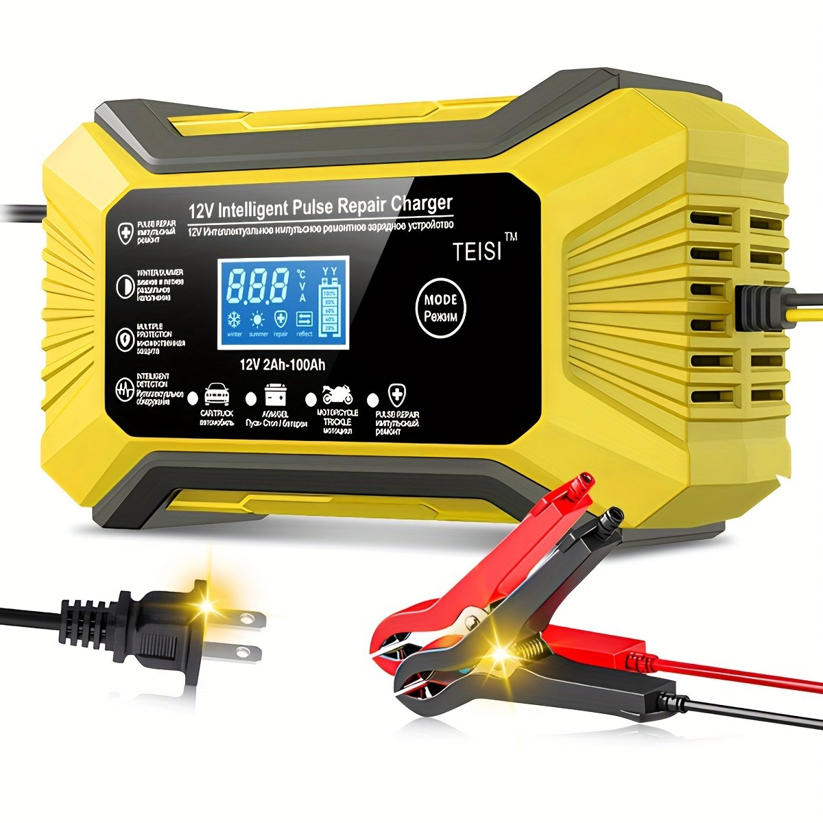 30f006f2-d1cd-4c24-80e4-c08efb5ffc22.jpg 12V 6A Smart Pulse Repair Charger with Digital Display - Multi-Mode Intelligent Pulse Charger for Car, Motorcycle, Lawnmower Batteries, 110V-130V US Plug, Durable Insulation Material (Battery Not Included) - Image 1