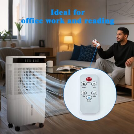 Portable Air Cooler with Wheels 3 Wind Modes & Speeds 24H Timer Digital Display Fast Cooling for Home/Office Windowless