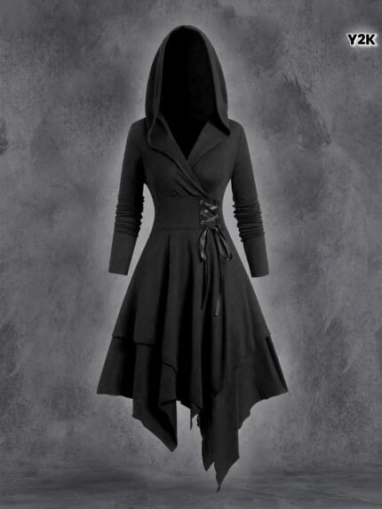 Plus Size, Plus Size Gothic Halloween Dress 2024 - Y2K Dark Forest Style with Distressed Mesh & Metal Studs | 3D Tailored Clubwear for Women (1-5XL)