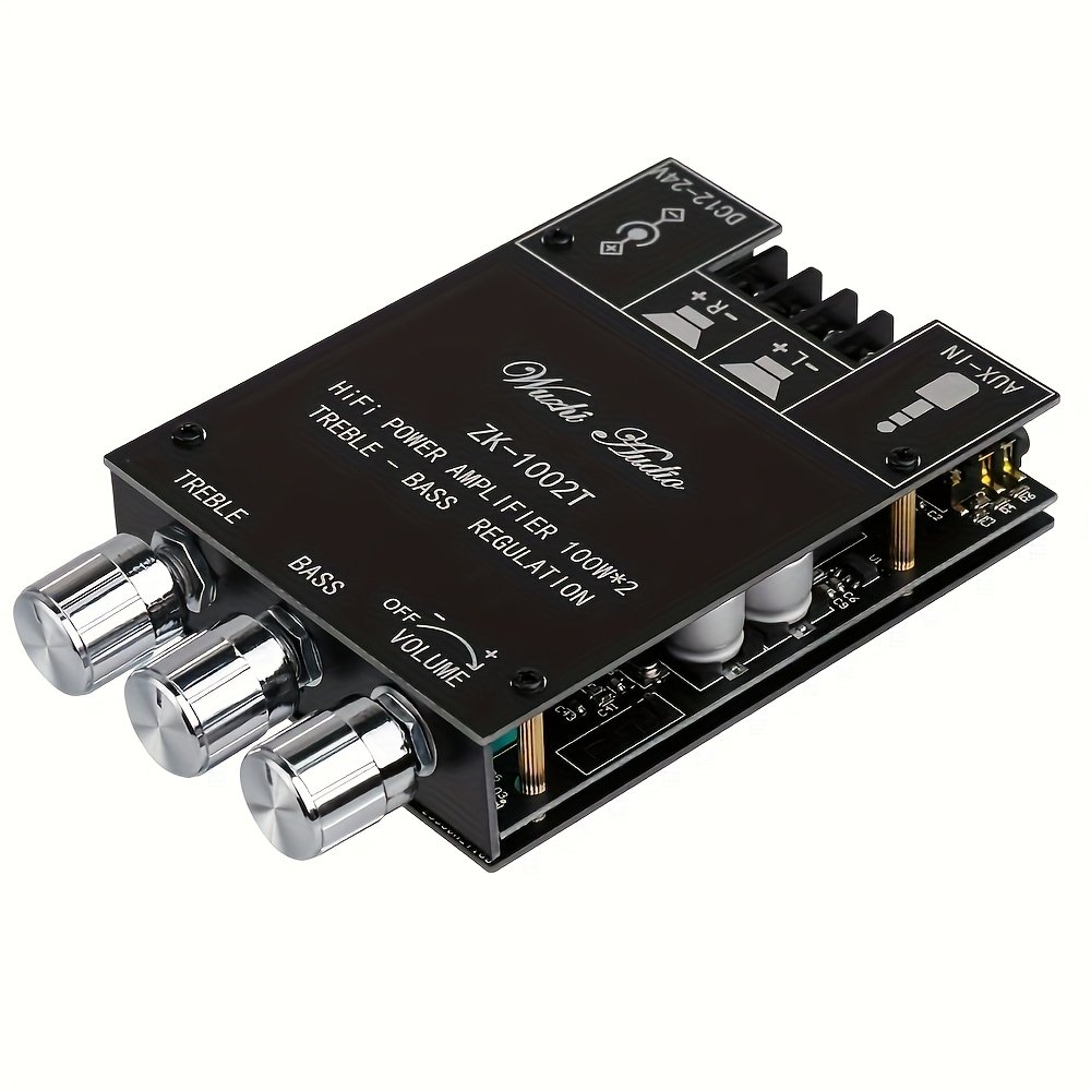 32abf5e2-1a0e-4d83-aec4-5426e3c0490c.jpg ZK-1002T Wireless Amplifier Board with Wireless, 200W High Power, Treble/Bass Controls, AUX Input, DC 12-24V Dual Channel Stereo Amp Module for Home/Car/PA Systems, DIY Audio Projects - Compatible with car speakers, subwoofers, Home Sound System, Professional Audio Gear, Durable Construction, Sound Engineers - Image 1