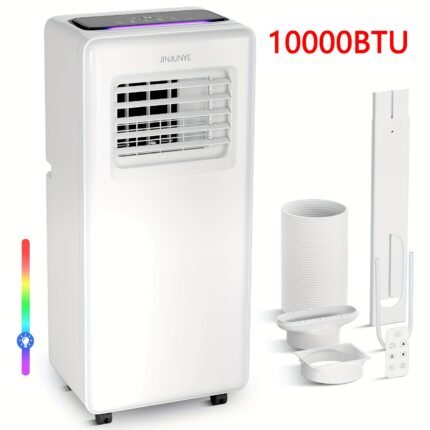 10, 000 BTU Portable Air Conditioner 3-In-1 Combo for Room/Bedroom/Office, Cools Up to 550 Sq.Ft, 4 Modes (Dry/Fan/Sleep/Auto) + Remote & Window Kit, Mobile AC Unit
