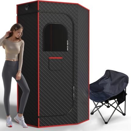 Portable Single Sauna Tent, Large Capacity SPA Treatment Box, Folding Chair Non-slip Mat Set, Home Fitness And Relaxation