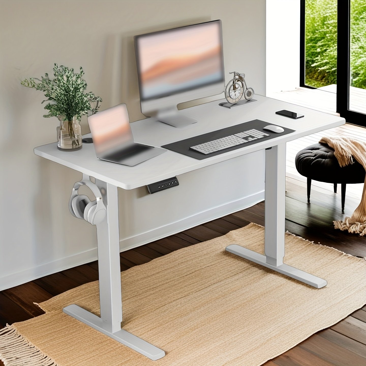 362ec947-56d9-4ebb-be10-61831cbf8e40.jpg Ergonomic height-adjustable lift table Modern office computer desk Suitable for office study room bedroom living room - Image 1