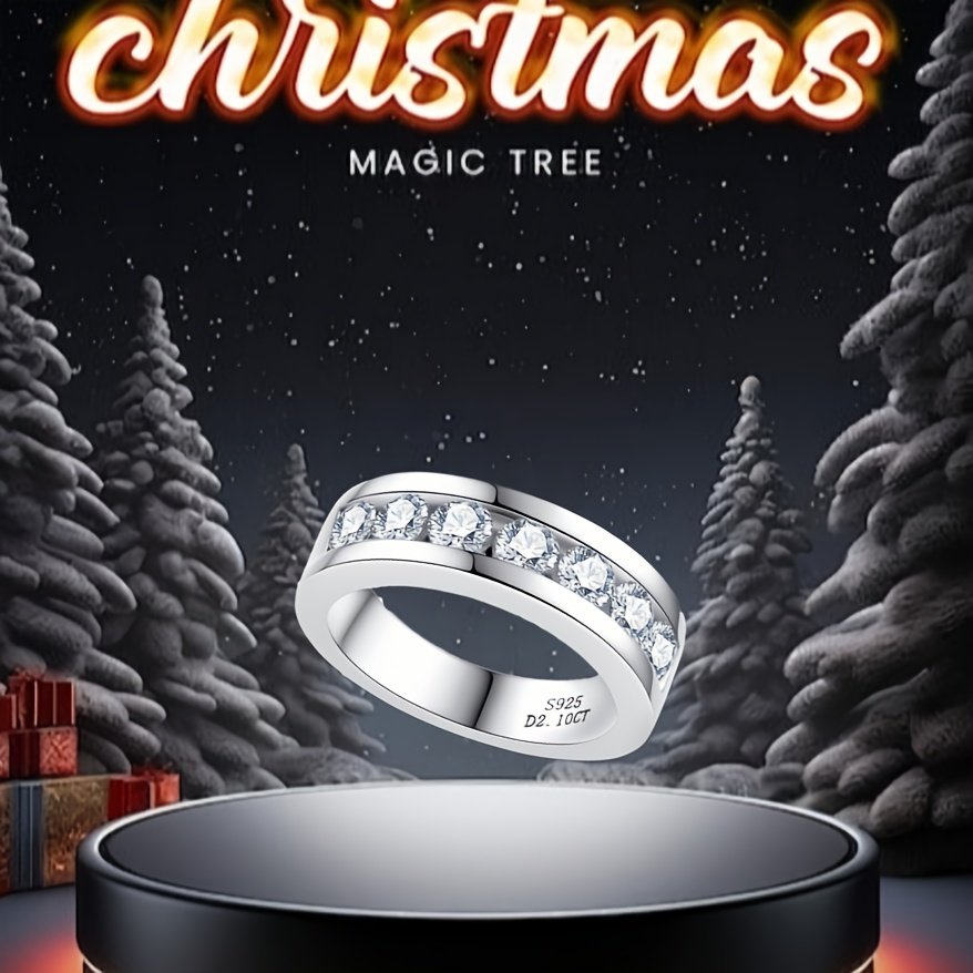 3836d1fc-522b-4f8b-bd20-fe09feae4eb9.jpg 1pc S925 Silveryy Set 2.1 carat Moissanite ring Fashion High Quality Elegant Luxury Simple ring Men'S and Women'S matching ring The ideal choice for gift Holiday gift Christmas gift Halloween gift Black Friday carnival - Image 1