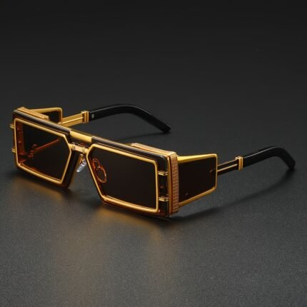 Cool Glasses Retro Steampunk Square Metal Frame Glasses, Designer Items High Quality Eyewear for Casual Attire, Perfect for Outdoor Activities, Parties, Driving, And Beach Time, Party Accessories, Driving Glasses, Vintage Eyewear, Steampunk Style, Durable Eyewear, Lenses, Fashion Eyewear, Trendy Shades, Outdoor Adventurers, Drivers