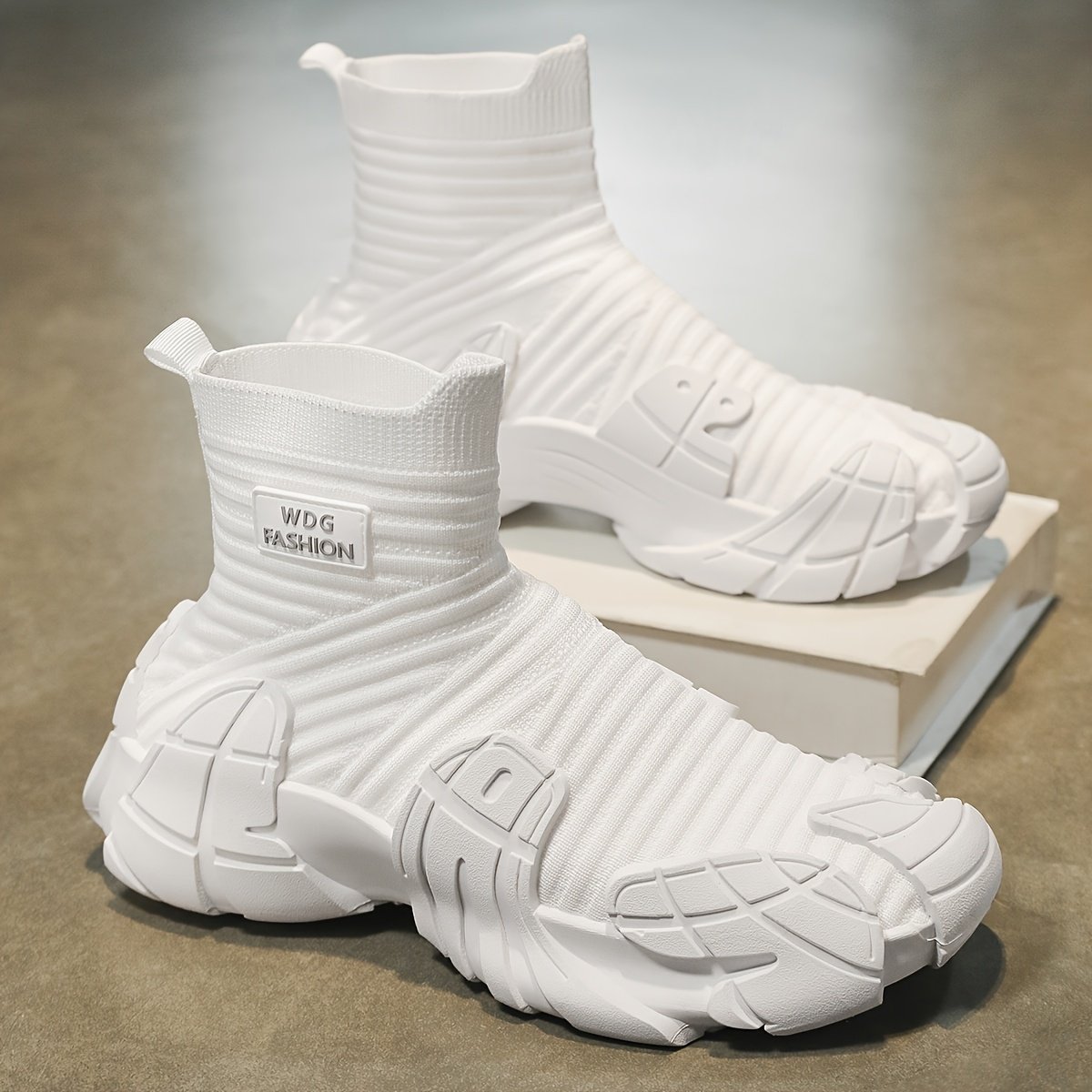 396d9247-8191-4b8a-80fe-0d4dcc61ba24.jpg Men'S Slip-On Sock Sneakers - Breathable Fabric Upper, Non-Slip PVC Sole, Round Toe Casual Hiking Shoes for All Seasons, Black with White Stripe Detail, Comfortable Outdoor Footwea - Image 1