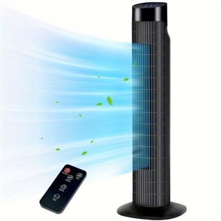 Quiet Tower Fan, Fans That Blow Cold Air, 80° Oscillating Fan with Remote, 7.5H Timer, 3 Speeds, Standing Fan Bladeless Fan Cooling Fan for Room Bedroom Office, 31 Inch