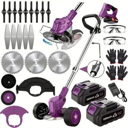 Portable Home Cordless Electric Lawn Mower, Yard Weeder/Cordless Lawn Mower with 3 Blade Sizes And Two High-Capacity Lithium-ion Batteries, Strong Power, Lots Of Freebies, Suitable for Lawn, Yard  Garden, Gift for Father, Husband, Halloween Gift, Brushless Lawn Mower, Cordless Lawn Mower with Battery Pack, Grass Machine, Electric Lawn Mower Cordless, Lawn Mower Gas Powered, Yard Maintenance, Garden Tool, Ergonomic Handle, Lightweight Mower, Brushless Motor, Battery