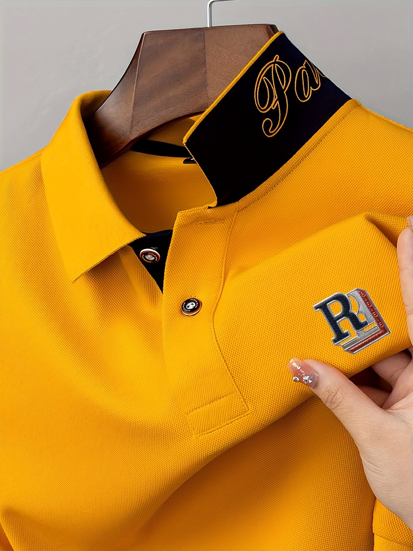 3a14b450-0238-468f-9683-c23a0c7bcc1b.jpg Men'S Stylish Red & Black Polo Shirt with "R" Logo - Short Sleeve, Ribbed Collar, Geometric Print, Casual Summer Wear, Regular Fit, Polyester Blend, Machine Washable, Summer Casual Wear | Ribbed Collar Shirt | Polyester Blend Shirt, Polo Shirt Men High Quality, Men Polo Shirt, Men Clothe, Men Shirt - Image 1