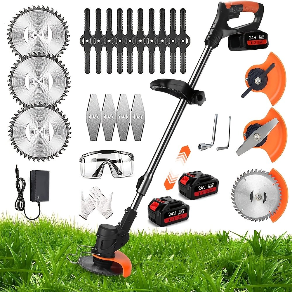 3a3cdc15-528b-40b4-8534-a8be70e4ad1e.jpg 3 In 1 String Trimmer Cordless, Weed Wacker With 2 Li-Ion Batteries And Charger Included, Cordless String Trimmer With 3 Cutting Blade Types, Rechargeable Weed Wacker Electric For Lawn Garden Yard - Image 1