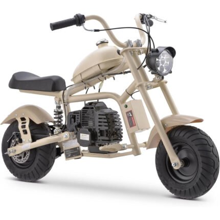 Gas Mini Chopper Bike, DB003 Model 49.4 CC 2-Stroke Dirt Bike with Big Headlight, Rear Shock Absorber, Metal Frame, Disc Brakes, Max Load 165Lbs, Up to 20Mph,
