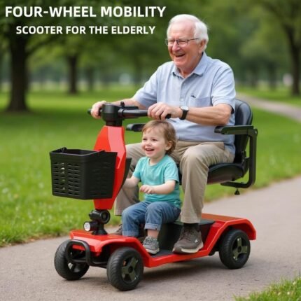 Heavy-Duty Four-Wheel Mobility Scooter for Elderly & Adults - 250W Motor, 15-Mile Range, 9" All-Terrain Solid Tires, 270 lbs Capacity, Foldable Lightweight Design with Appetizer Blue, Dual-Power Battery/AC Charging & US Plug - Ideal for Indoor/Outdoor Use, Trunk Storage, Durable Construction, Longrange Vehicle, Outdoor Transport, Compact Design, Sturdy Frame, Reinforced Tires, Senior Transportation, Adult Mobility Aid