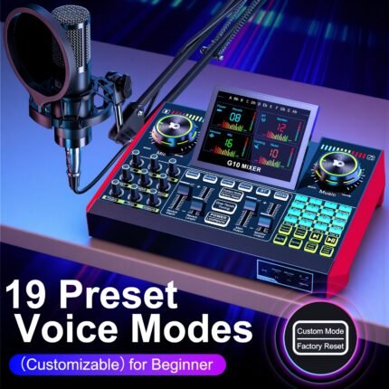 New Tenlamp G10-P15 Mic Mixer Set Podcast Influencer KOL Singing Gaming DJ Mixing Station Controller Equipment Studio Professional Recording Electronic Music Power Conditioner Karaoke Machine Available Dynamic Condenser Microphone Portable Microfono