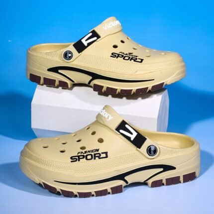 Men'S Fashionable Slip-On Clogs with Thick Non-Slip Sole, Breathable EVA Material, Comfortable Casual Summer Shoes for Outdoor Wear, Strappy Sandals