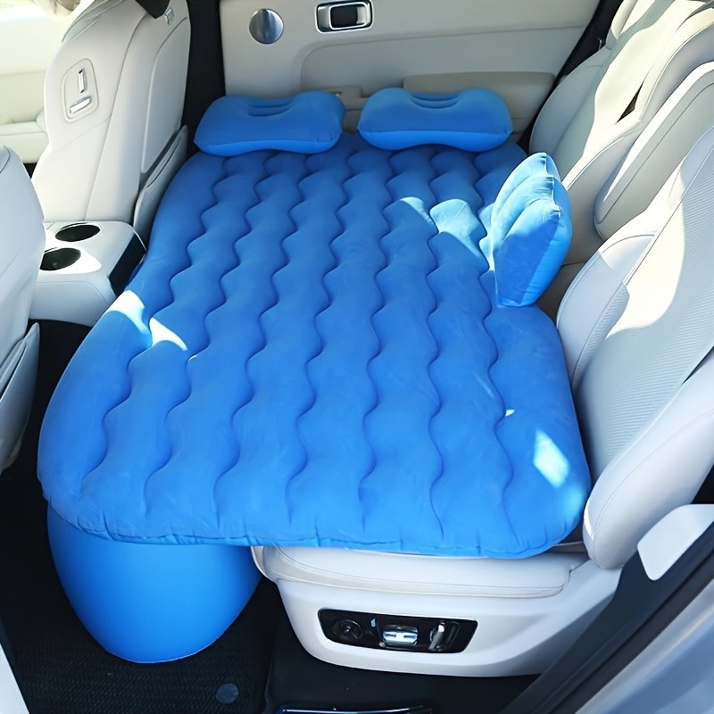 3be077e6-ccdd-4730-a12d-112b969bd174-1.jpg PVC Fleece Blue Portable Inflatable Car Bed - Rectangular Air Cushion for SUV Travel and Camping with Storage Bag and Repair Kit - Image 1