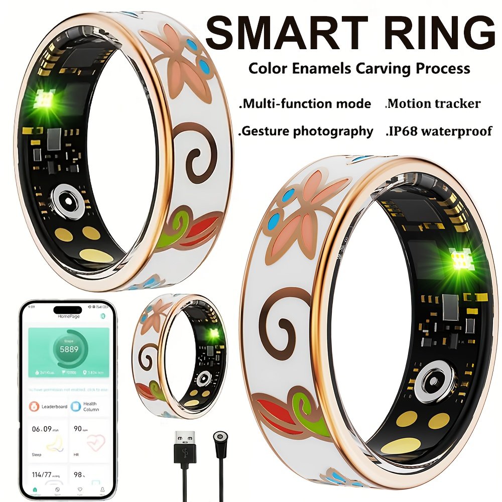 3c0a0c44-db64-49cd-9571-467ee7d148c5.jpg Women'S Smart Ring - Fitness Ring& Sleep Tracker with Step/Distance/Calorie Monitoring, Exercise Monitor, Remote Photography. Magnetic Charging, IP68 Waterproof, Fashionable Engraving Design, High Quality, Compatible with Ios/Android. Fitness Tracking Accessory, Light Luxury & Elegant Everyday Accessory, The Perfect Daily Wear, Ideal Gift for MomGirlfriend & Healthconscious Users, Birthday Gift, Best Value - Image 1