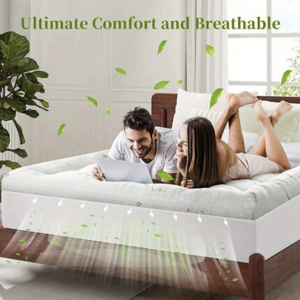 Cooling Mattress Pad Bamboo Mattress Topper, Extra Thick Pillow Top Mattress Pad, Down Alternative Mattress Cover, 8-21" Deep Pocket, Cooling Mattress Topper Extra Thick Bamboo Queen, Full Size Mattress, Floor Mattress For Sleeping, Extra Thick Mattress Topper, Floor Mattress  Foldable Mattress, Thick Mattress Topper, King Size Mattress, Futon Mattress, Cooling Sleep Solution, Temperature Regulation Bedding, Down Alternative Cover, Deep Pocket Mattress Pad,
