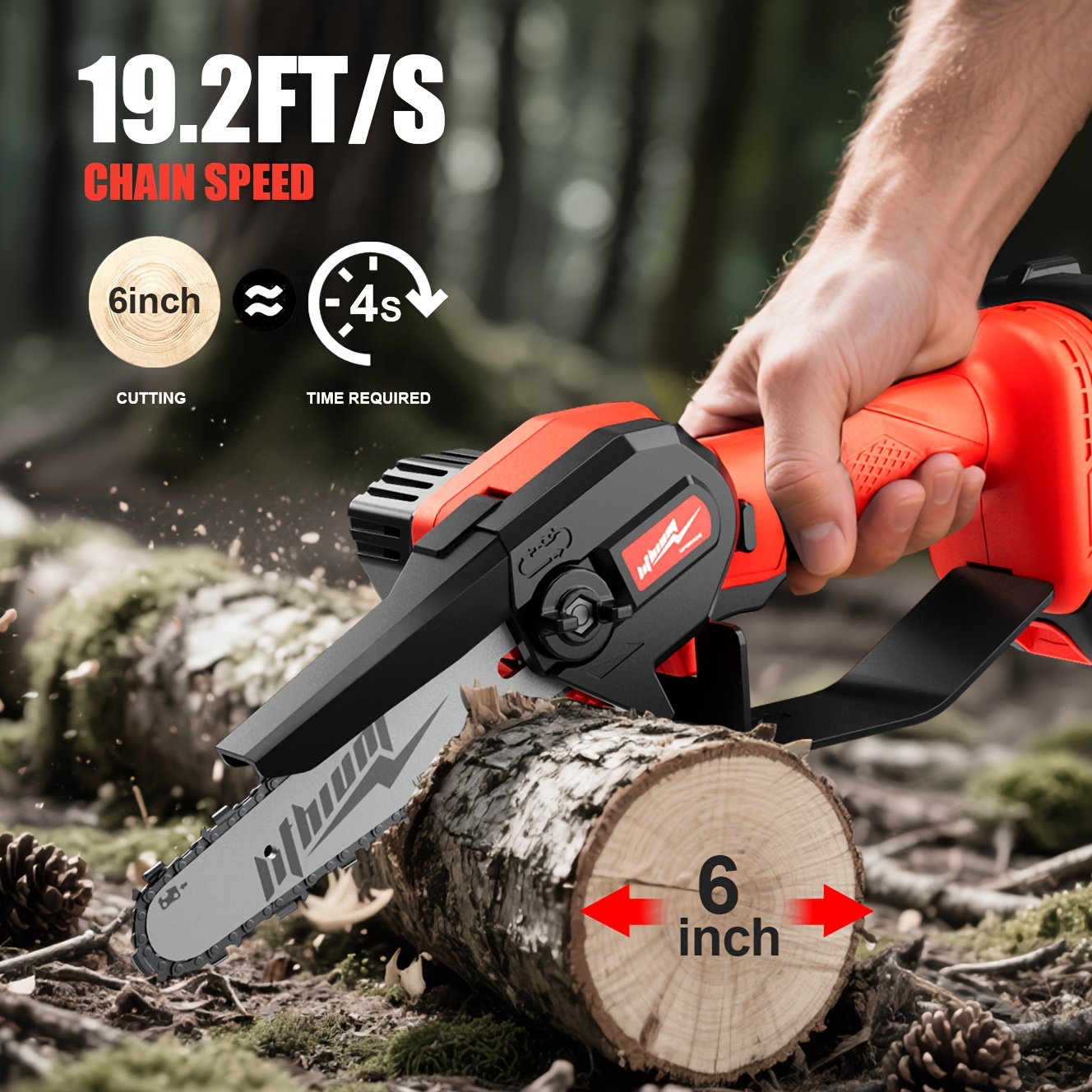 3ccc8857-968e-4388-86fe-56785b5fca2e.jpg Upgraded Mini Chainsaw-Cordless Electric Chainsaw-Pole Saw with Fast-Charging Lithium Battery, Compact&Portable Chainsaw with Safety Guard, Lightweight Chainsaw for Tree Branches, Tree Trimming, Garden, Household, Firewood Cutting-Ideal Gift for Men. - Image 1