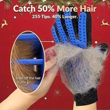 Pet Grooming Gloves, Pet De-Shedding Gloves, Dog Brush Gloves, Gentle De-Shedding Brush Gloves, De-Shedding Gloves De-Shedding Gloves, Grooming Easily And Neatly, Grooming Gloves for Dogs, Cats, Rabbits, And Horses with Long/short/curly Coats (Blue)