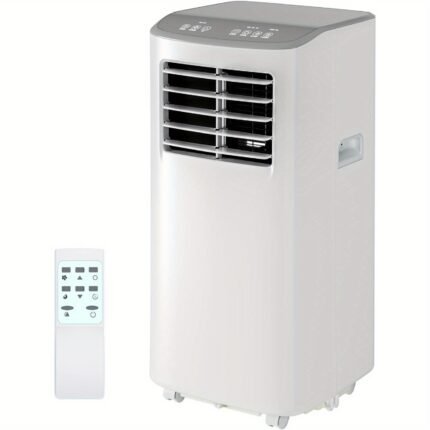 8000 BTU Portable AC Unit - Powerful Cooling, Heating, Dehumidifier & Fan in One - for Large Rooms, Apartments, Offices - Energy-Efficient with Remote Control - Compact Design for Spaces up to 350 Sq.Ft - Easy-Clean Filter - Ideal for Home, Commercial Use - White & Grey, Multifunctional Appliance, Stylish Grey Accents, Lowmaintenance Appliance, Home Cooling, Sleek Appliance, Durable Construction, Heating Appliance, Workspace Cooling