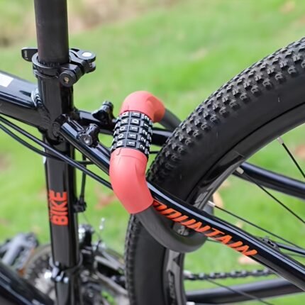 5-Bit Heavy-Duty Steel Cable Bike Lock with Mechanical Knob - Compact U-Shaped Anti-Theft Ratchet for Electric Bikes, Motorcycles, Scooters (Polished Finish, Mixed Colors), Durable & Portable Security System