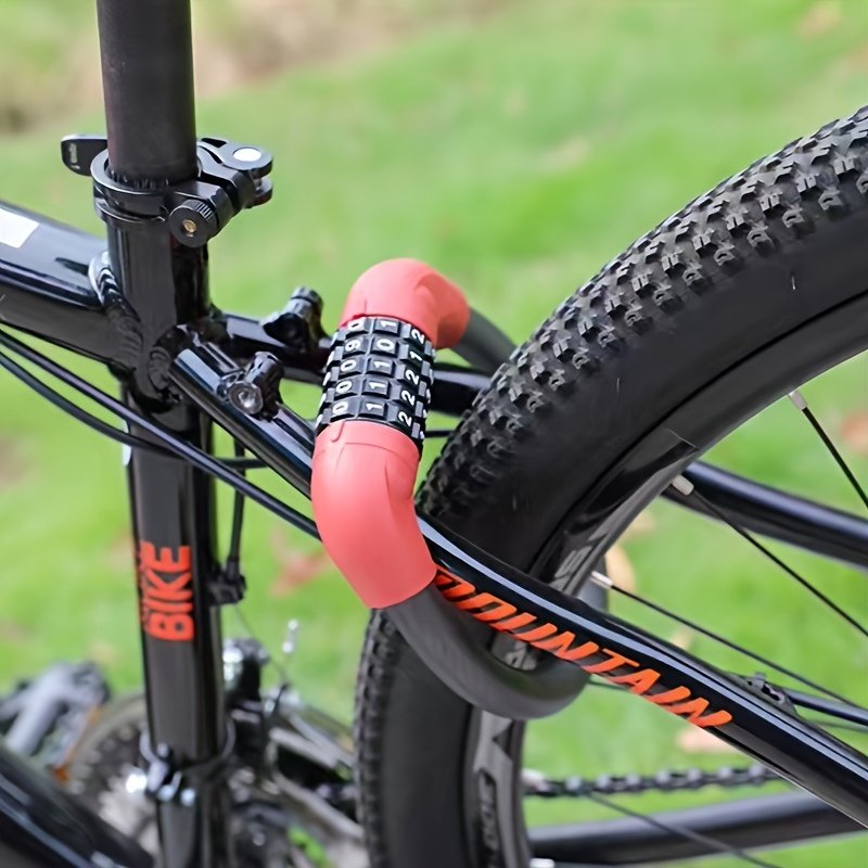 3d708f8d-7118-4804-949f-c472b18a1ef0.jpg 5-Bit Heavy-Duty Steel Cable Bike Lock with Mechanical Knob - Compact U-Shaped Anti-Theft Ratchet for Electric Bikes, Motorcycles, Scooters (Polished Finish, Mixed Colors), Durable & Portable Security System - Image 1