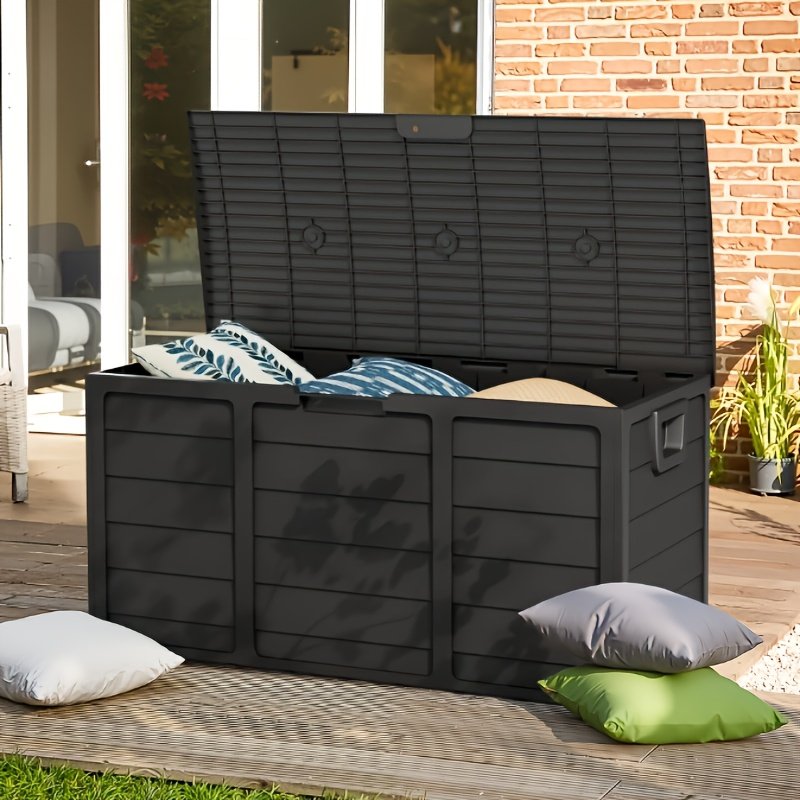 3d83cfca-5104-4df7-860d-6d58d63f93eb.jpg 75 Gallon Outdoor Storage Box, Deck Box Resin with Handles, Outside Storage Container for Home, Kitchen, Patio Garden, Pool, Rack for Outdoor Storage, Box,Cabinet,Rack for Outdoor Storage - Image 1