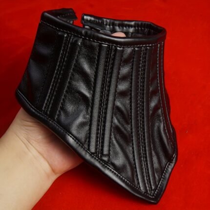 Gothic Elegance Faux Leather Collar Neckpiece - High-Collar Mesh Top Design with Adjustable Strap, Black for Steampunk & Cosplay, Gothic Fashion Accessory, Cosplay Accessory | Highcollar Fashion | Adjustable Strap Detail, Gothic Clothing