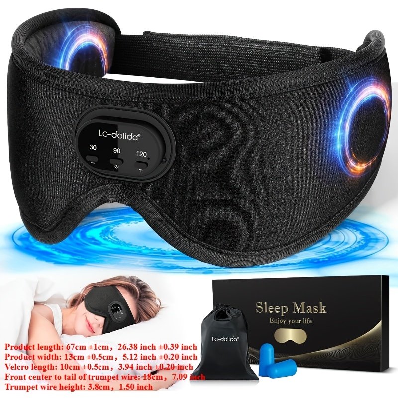3e9cc70d-57b7-47ad-83b6-3e3c69176e06.jpg LC-dolida Sleeping Eye Mask Headphones, 8 Kinds Of White Noise to Help You Sleep, 10h Long Battery Life + Timer Function, 3D Blackout Design, Washable, Gift Ideal, Presented with A Storage Bag And 1 Pair Of Ear Buds, Sleep Headphones, Sleep Aid, Travel Sleep, Sleek Sleep Accessory, Lightweight Mask, Soft Fabric, Durable Construction, Noise Cancelling Headphones, Wireless Headphones, Insomnia Support, Travel Sleep Aid, Spa Accessory, Vibrant Pattern, OnE Coat, Materials, Noiseblocking - Image 1