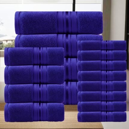 16 Pack Bath Towel Set, 8pcs Wash Cloths 4pcs Hand Towel 4pcs Bath Towel Highly Absorbent And Soft Feel Essential Washcloths For Bathroom, Spa, Gym