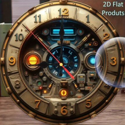 InkBloomsc 10 Inch Vintage Steampunk Wall Clock - Antique Artificial Wood Design with Gears & Pipes, Silent Non-Ticking Battery Operated (AA Not Included) for Modern Living Room Home Decor, Clock for Living Room, Steampunk Design, Durable Craftsmanship