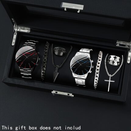 Men Watch 8pcs/ set Fashion Men'S Watches Roman Quartz Male Wrist Watch Business Round Dial for Daily Wear Ideal Gifts