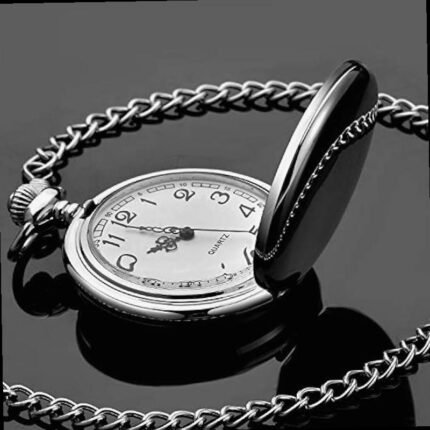 LYMFHCH Classic Smooth Vintage Quartz Pocket Watch Arabic Numerals Scale Mens Womens Watch with Chain Christmas Graduation Birthday Gifts Fathers Day