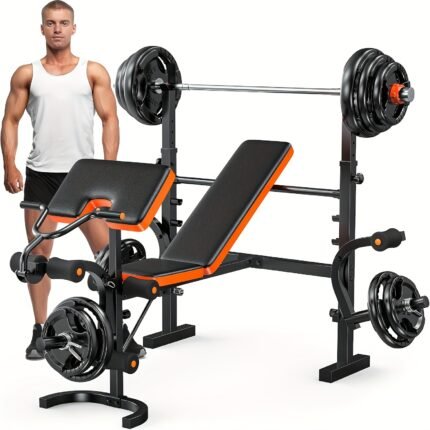 Multi-Purpose Weight Bench Set, Foldable Adjustable Bench for Home Gym Strength Training, Suitable for Full-Body Workout