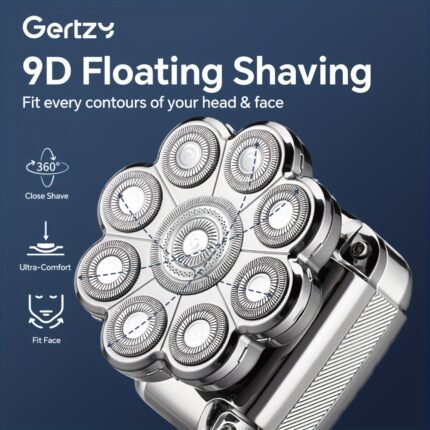 GERTZY 3-in-1 Electric Shaver Kit for Men - Stainless Steel, USB Charging, LED Display, Nose Hair Trimmer, Beard Trimmer, 900mAh Rechargeable Battery, Ideal Father'S Day Gift, Grooming Essentials | Modern Shaver Design | Durable Battery Life, Electric Shaver for Men