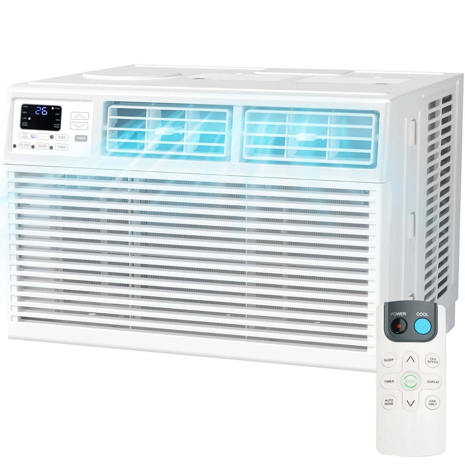 43b56e01-486b-443d-aefa-f82ffe51ae02.jpg Window Air Conditioner, 12000 BTU/10000 BTU/5000 BTU, Cools Up To 450 Sq.Ft. /250 Sq.Ft, 6 Modes, 24H Timer, Remote Control, Full Window View Low Noise Quiet Operation, Adjustable Louvers, White | Space-Saving Design, U-shaped, Local Warehouse - Image 1