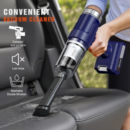 2025 Upgraded Wireless Handheld Car Vacuum Cleaner, Rechargeable, 5000Pa Super Strong Suction, 2×2000Mah Long-Working Detachable Battery, with Dual Washable Filters, Low Noise, Suitable for Cars And Homes, Portable And Durable