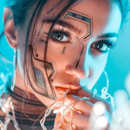 FTVLTAT 4pcs Mechanical Arm Face Stickers - Waterproof Temporary Tattoos for Legs, Ankle & Arms, Long-Lasting Body Art Decoration for Halloween, Birthday Parties & Festivals, Festival Accessories, Modern Aesthetic, Durable Adhesive