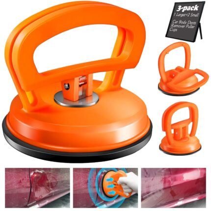 Car Dent Puller, 3 Pack, Dent Puller, Powerful Car Dent Removal Kit, Suction Cup Dent Puller for Car, Dent Repair, Dent Remover Tool for Car Body (Orange)