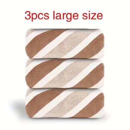 Pack of 2/ 3/ 4 Extra Large Super Soft Striped Printed Bath Towel Set, Super Absorbent and Quick Drying Microfiber Towel, Quick Drying Textured Towel, Spa and Fitness Travel Towel, Durable for Everyday Use - 80% Polyester, 20% Polyamide, Wash Cloths