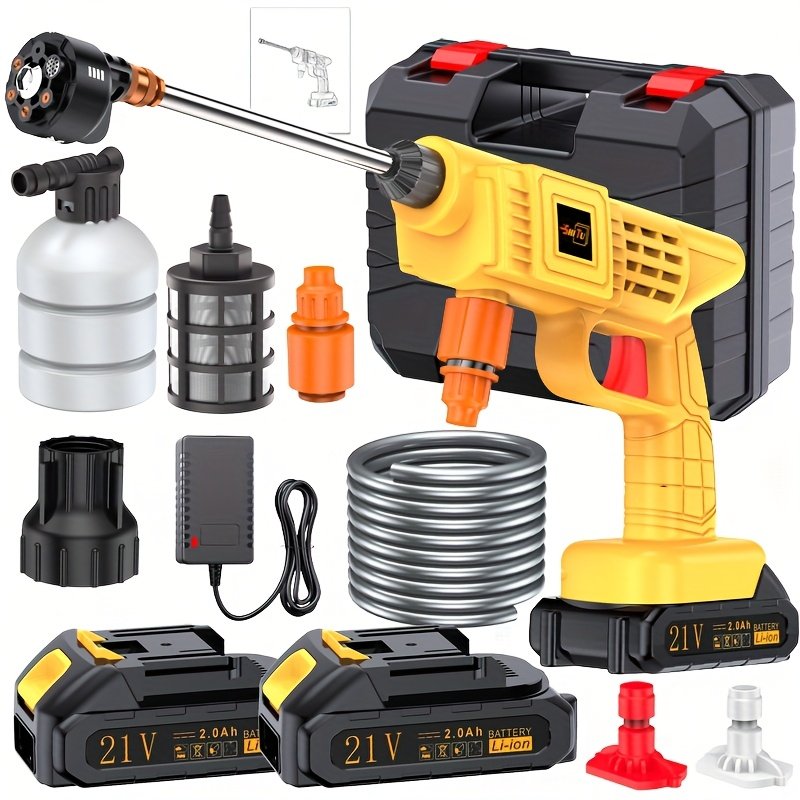 46609525-ad6d-4c58-a040-e3cc12a89c32.jpg Household Car Wash Water Gun, Electric Car Wash Machine, Car Wireless High-pressure Car Wash Machine Water Gun Machine, with Quick Connect Nozzle Hose Connector, Suitable for Cleaning Cars, Yards, And Gardens. Gifts for Boyfriend And Father. Gift, Car Washer Gun, Portable Car Washer, Car Washer, Garden Cleaner, Yard Maintenance, Lightweight Washer, Ergonomic Grip, Battery, Durable Plastic, Power Washer, High Pressure Power Washer, Electric Power Washer High Pressure, Power Washer High - Image 1