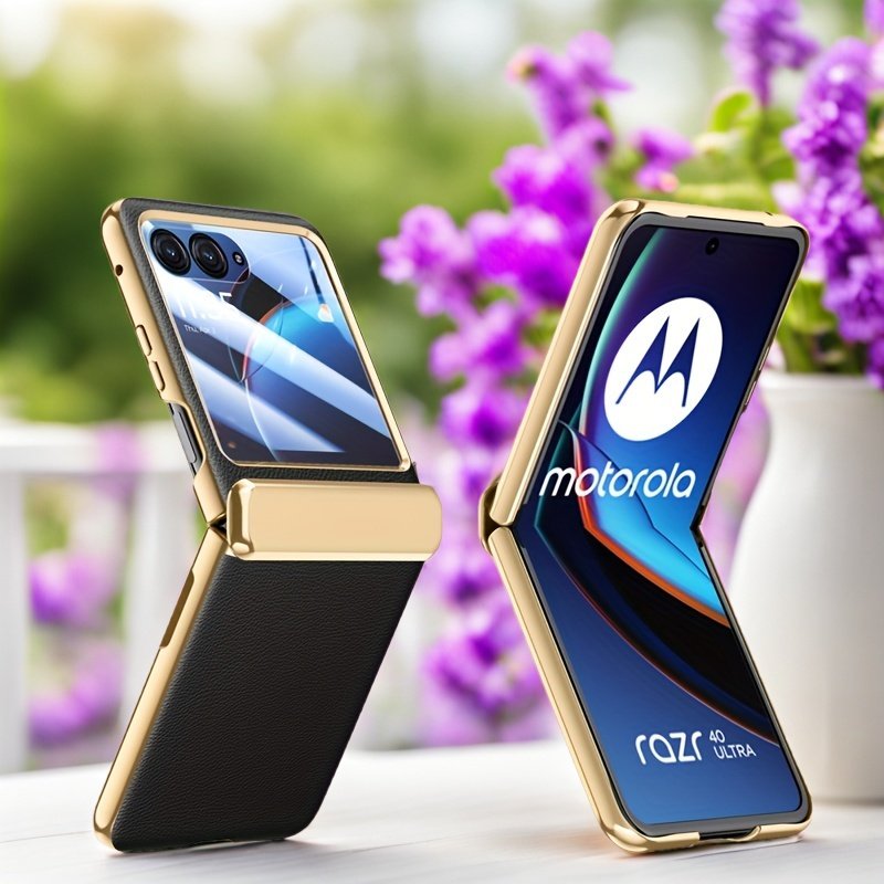 46cbd239de5cefcc21e9f051c7864567_XgXrvvbn1RJOj.jpg for MOTO razr 40 Ultra high-end electroplated Faux Leather full-coverage protective case with built-in high-definition tempered film, skin-like spring hinge shell, stylish and versatile elegant temperament - Image 1
